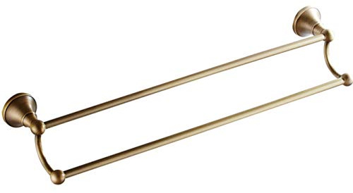 Portasciugamani a doppia asta in ottone anticato con base intagliata Porta asciugamani da parete per bagno e cucina Gancio per asciugamani in stile retrò per servizi igienici dell'hotel L60 cm.