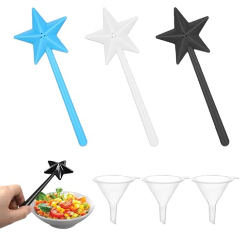WUSJCOF Ensemble de 3 Bâtons Magiques Salière et Poivrière, Bâton en Forme d'Étoile pour la Cuisine