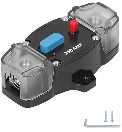 Flaconi Auto Audio Leistungsschalter,Dc Sicherungsautomat,12v-48v Rückstellbarer Leistungsschalter,Automatic Switch Leistungsschalter,Schutzschalter,Geeignet für Auto (250A)