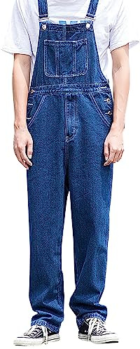 Dungarees Men Jeans 90S Jeans Dungarees Men Long Large Size Overalls Regular Fit Trousers Men Loose Denim Pants Jumpsuit Outdoor Work Dungarees Straight Work Trousers Jeans Cargo Trousers Streetwear