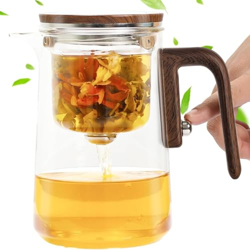 Magic Teapot Enchanti Tea Pot - Distributeur de thé en verre avec remplissage d'eau et passoire - Verseuse magnétique - Pour thé à fleurs et thé en vrac - 800 ml