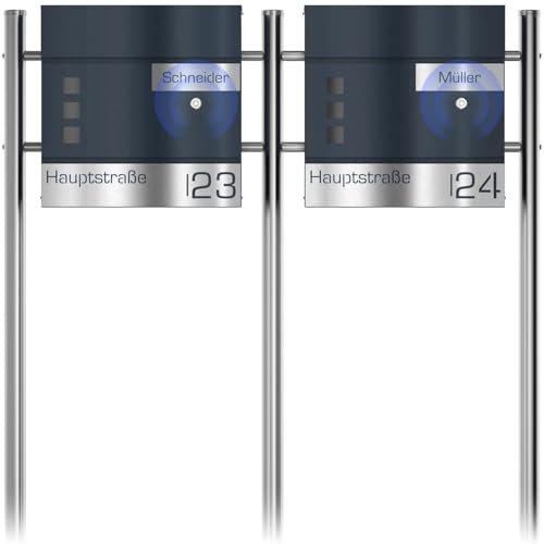 Graviers Design Boîte aux Lettres Double avec Support de Sonnette Radio - fenêtre Transparente Boîte aux Lettres personnalisée en Acier Inoxydable Gravure au Laser avec Serrure