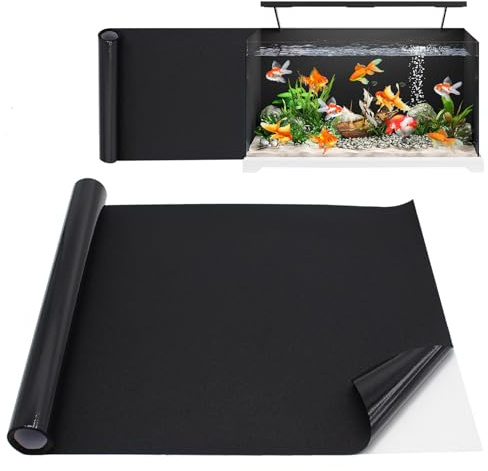SEMGABO Aquarium Rückwandfolie Schwarz Statisch Haftender, 50x200cm Aquarium Hintergrund Generisch, Aquarium Hintergrundfolie, Aquarium-Aufkleber-Hintergrund für Aquarien