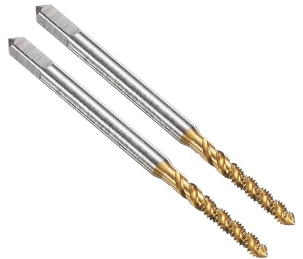 QUARKZMAN 2pcs Tarauds À Filetage Hélicoïdal 2-56 UNC 2B Taraud Machine Pour Réparation De Filetage, Revêtement Titane, M2 Acier Rapide (HSS) | Pour Réparation De Filetage, M2 Acier Rapide (HSS), Revêtement Titane