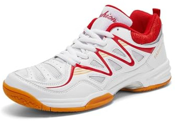 Volleyball Shoes Squash Shoes Men Netball Trainers Badminton Shoes Non-Slip Athletic Sport Indoor Sneakers Indoor Pickleball Breathable Suitable Comfortable Fitness (White/Red 2,11)