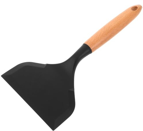 CHICAMPERA Silicone Spatula for Non-Stick Pans Wide Edge Turner with Wooden Handle 10.43In Cooking Utensil for Flipping Pancakes Fish Steak Kitchen Use