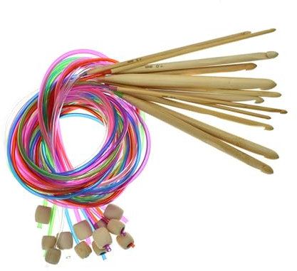 Ldabrye 12-pcs Holz Tunesischer Häkelhaken Mit Kabel 3 0 Mm Bis 10 Mm Kreisförmiger Stricknadel Für Strickdecke Wandtee