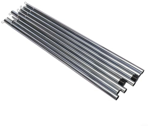 ZWEquipint Paquete de 2 postes de hierro ajustables para tienda de campaña, varillas de refugio de toldo de campamento de 2 m con bolsa de almacenamiento, 4 secciones extensibles, para actividades al