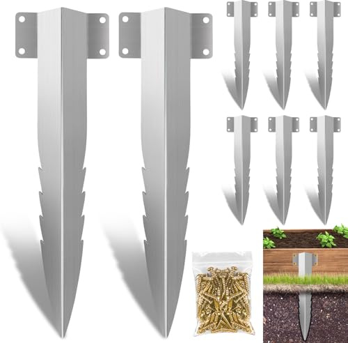 10pcs Small Railway Sleeper Brackets, 41.5CM Metal Railway Sleeper Brackets, Timber Railway Sleeper Stakes, Driveway Heavy Duty Edging Edge, Suitable for Raised Beds, Lawns and Pathway