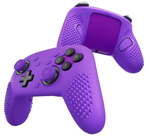 PlayVital Silicone Cover Skin for Nintendo Switch 2 Pro Controller – 3D Studded Edition Anti-Slip Grip Protector Case for Switch 2 Pro with Back Button Cap, Thumb Grips & Sticker - Purple | Protective Case for Nintendo Switch 2 Pro Controller Grip Silicone Case,Anti-slip Control Case - Purple
