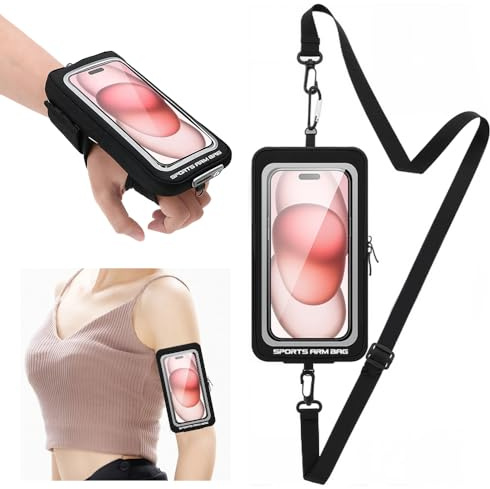FuxFuis Brassard de Sport, Brassard de Courses Bracelet Porte Telephone Portable Brassards Running Smartphone Porte Telephone Course a Pied avec Sangle Réglable pour Jogging, Fitness