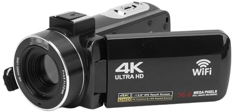 Caméscope 4K Ultra HD 44 MP avec photos 56 MP, zoom numérique 18x, écran tactile TFT de 3, lumière de remplissage avant, batterie 1700 mAh, connectivité webcam PC