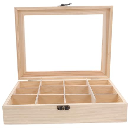 UTHCLO caja de almacenamiento de bolsitas de té soporte para bolsitas de té de viaje organizador de la cafetería Madera Beige