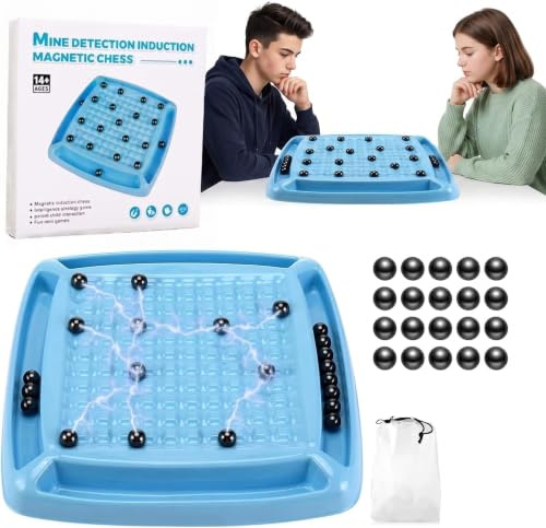 Schachbrett Magnetisch,Sctnny Magnetisches Schachspiel mit Strafe-Scheibe, Tisch-Magnetspiel, Magnet Schach Magnetsteine Spiel, Partyzubehör Set für Familientreffen, Reisen, Camping