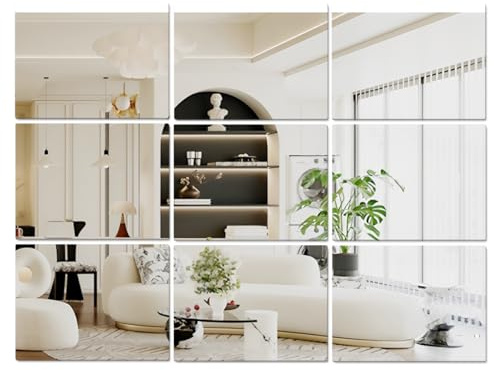 Lot de 6 miroirs en acrylique pour murs, carreaux muraux rectangulaires, miroir HD, miroir rétro à coller, pour maquillage, décoration d'entraînement à la maison (6, 25 x 20 cm)