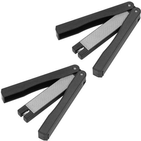 2Pcs Knife Sharpeners 400/600 Grit Knife Sharpener Handheld Double Sided Folding Diamond File Folding Manual Sharpening Stone Diamond Whetstone for Outdoor Camping Kitchen Garden Scissor Tool ﻿