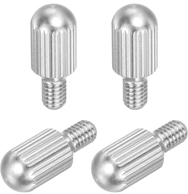 sourcing map 4 tornillos pequeños moleteados, M4 x 6 mm, acero inoxidable 304 macho, cabeza plana, tornillos moleteados para iluminación del hogar, electrónica, máquina (plateado)