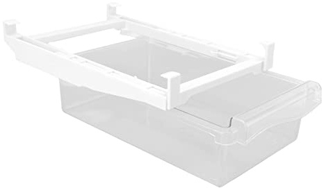 Fauitay Contenitori Organizer per Frigorifero, Design con Leva a Molla Lucida Regolabile Manico Esteso Plastica per Alimenti, con 1 Griglia di Stoccaggio per Bevande in Scatola (Scatola di frutta e
