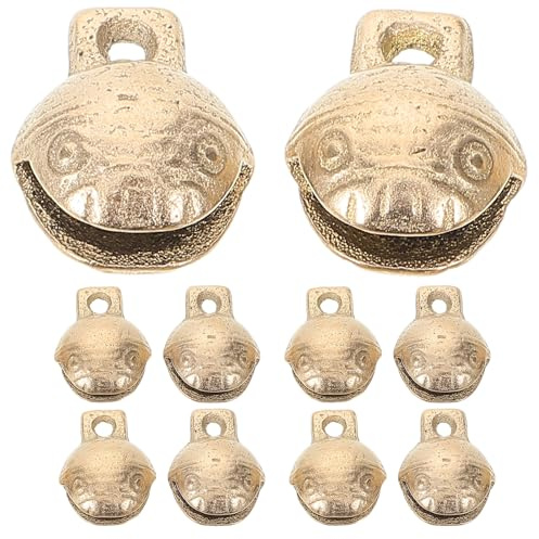 Healeved 10 Kleiner Kupferglöckchen Tigerkopf Retro Haustier Anti Verlust Glocken für Bauernhof Weide Selbstgemacht Anhänger