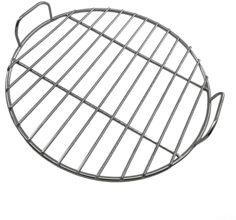 Aprilsunnyzone Griglia rotonda in acciaio inox con manico, ricambio per barbecue, facile da pulire, resistente al calore, accessorio per cucinare all'aperto (45 cm)