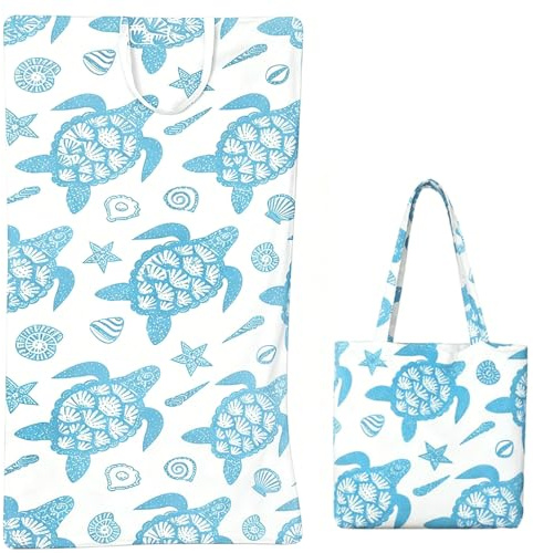 HSYTEK Strandtuch 80x160cm, Hamamtuch mit Tasche, Strandhandtuch Mikrofaser, Schnelltrocknend Saunahandtuch, Weiches Saunatuch, Badehandtuch für Strand, Pool, Sport, Fitness, Travel (Blau)