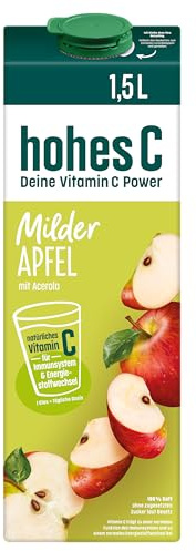 hohes C Milder Apfel (1 x 1,5l), 100% Saft, Apfelsaft, Vitamin C, ohne Zuckerzusatz laut Gesetz, weniger Säure, vegan