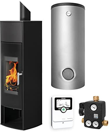 Schmitzker KS2621 Aqua wasserführender Kaminofen Base Komplett-Set mit Pufferspeicher 300 L