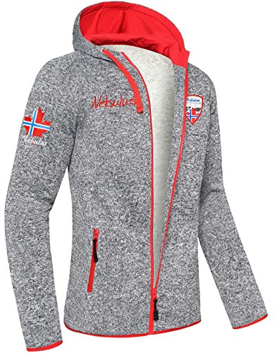 Nebulus Herren Fleecejacke Vladimir, warme Fleece Jacke, mit langem Full-Zip Reißverschluss, anthrazit-rot - XL
