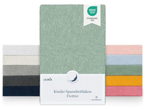 Laleni Set de 2 Sábanas Bajeras Capazo/Carro 38x77 cm, Rizo 80% Algodón, Oeko-Tex, Sin Arrugas - Verde