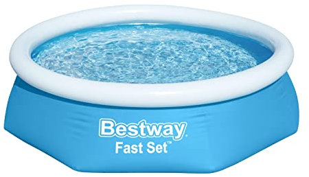 Bestway 8' Fast Set Inflatable Pool Set, Round Family Pool Perfect for Garden, 2.44m x 61cm x 24/2.44m x 61cm Pool Set