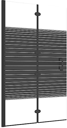 vidaXL Faltbare Duschkabine mit Griff Duschwand Faltwand Duschabtrennung Badewannenaufsatz Badewannenfaltwand Badewanne ESG 80x140cm Schwarz