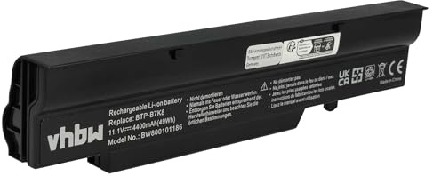 vhbw Batería Recargable reemplaza Fujitsu BTP-B4K8 | BTP-B5K8, BTP-B7K8, BTP-B8K8, BTP-BAK8 para notebook (4400 mAh, 11,1 V, Li-Ion)