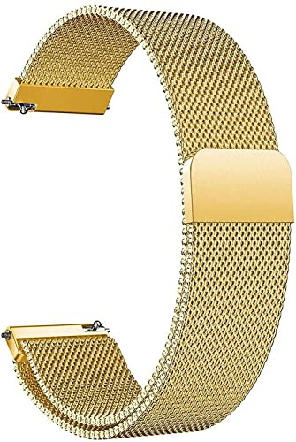 HLXJR Schnellwechsel-Milanese Edelstahlarmband, FüR Uhr,Mesh Gewebe Metall UhrenarmbäNder Magnetverschluss Ersatzarmband Kompatibel Smart Watch Fur Herren Und Damen 14mm 16mm18mm 20mm 22mm 24mm…
