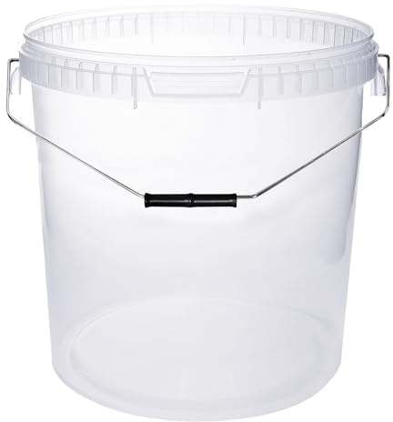 BenBow Eimer mit Deckel 30l transparent 10x 30 Liter - lebensmittelecht, stabil, luftdicht, auslaufsicher, geruchsneutral - Aufbewahrungsbehälter aus Kunststoff, mit Griffen - leer