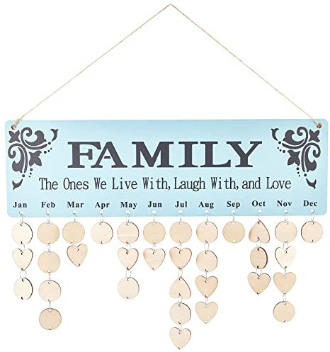 craspire Geburtstagskalender Aus Holz, DIY-Familien-Geburtstagskalender, Wandbehang, Schild Mit 100 leeren Anhängern, Geschenke Für Geburtstage, Mama, Papa, Oma, Opa, Weihnachten, Zuhause