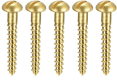 sourcing map 50 Stück Schlitz Rundkopf Holzschrauben M2 x 16mm Messing Blechschraube Halbrundkopf Linsenkopfschrauben