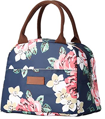 # Bolsa de almuerzo para mujeres y hombres, lonchera aislada para adultos, bolsa de almuerzo reutilizable para el trabajo, picnic, escuela o bolsa de viaje (azul marino, talla única)