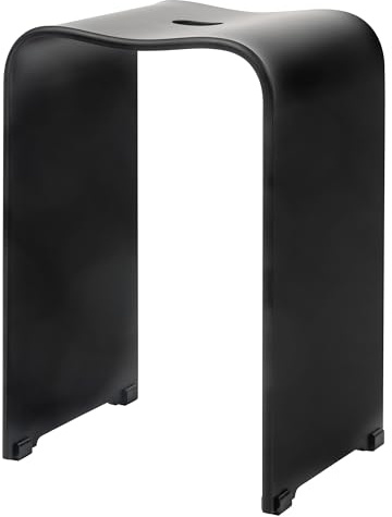 bremermann Badpall, duschpall av akryl, ca 33 x 27,5 x 48 cm (B/D/H), med infällt grepp, ergonomiskt formad, maximal belastning 130 kg (svart/matt)
