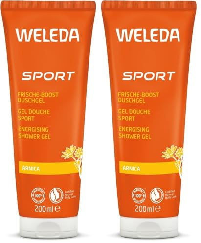 WELEDA - Gel Douche Sport à l'Arnica - Tonus et Energie - Formule 100% Naturelle - Tube 200 ml (Lot de 2)