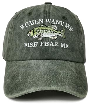 Enodtter Women Want Me Fish Fear Me Embroidered Baseball Cap Gift for Men
