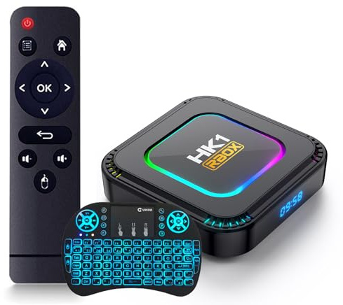 CHROX Boîtier TV Android 13.0, HK1 RBOX K8［4 Go + 128 Go］RK3528 Quad Core CPU Smart TV Box Lecteur Multimédia Prise en Charge USB 3.0/ 3D/ 4K/8K H.265/2.4G/5G WiFi avec Mini Clavier sans Fil,2gb+16gb