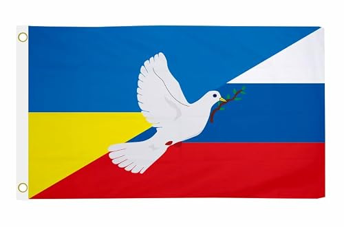 U24 Flagge Fahne Ukraine-Russland mit Friedenstaube Hissflagge 90 x 150 cm