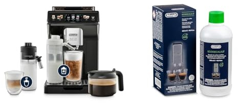 De'Longhi Eletta Explore Cold Brew ECAM452.67.G Kaffeevollautomat mit LatteCrema Milchsystem, Heiße & Kalte Getränke auf Knopfdruck, Touchscreen, inkl. Kaffeekanne, Dunkelgrau mit DLSC 500 Entkalker