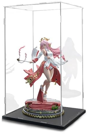 Acryl Vitrine 10 20 30 40 50 60 70 Cm hoch Klare Action-Figur Display Case Storage Box, Stapelbare Acryl-Vitrine für Sammlerstücke, Alternative Glasvitrine ( Color : Black base , Size : 30x30x35cm/12x