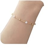 Aidenn Perlenarmband Damen Gold Perlen Armband，Pearl Bracelet für Brautjungfer Hochzeit Abschlussball Mädchen Perlenschmuck