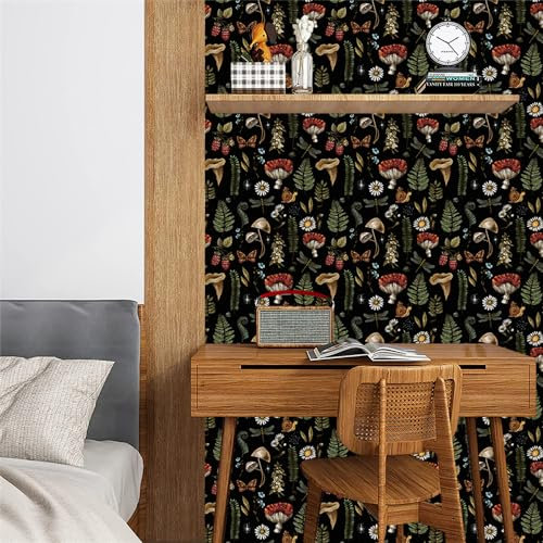 Selbstklebende Tapete Schneckenpilz Grün Strukturtapete Wandtattoo Schlafzimmer Tapete Selbstklebend Vliestapete Wallpaper for Living Room Tapeten Leicht zu Entfernen Wandschutzfolie 45x600cm
