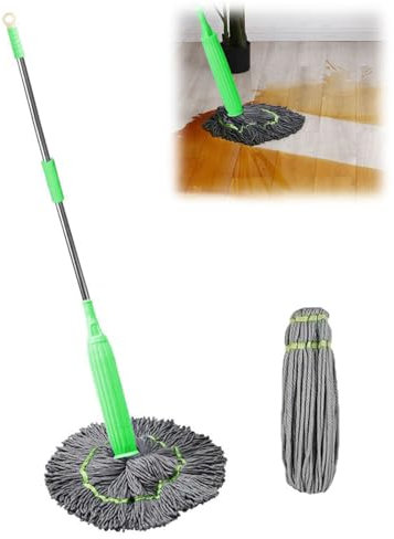2-in-1 Dehydrierter Wischmopp, selbstauswringender Drehmopp für Bodenreinigung, abnehmbarer, sehr saugfähiger Moppkopf für Bodenreinigung (1 Stück + 1 Wischkopf)