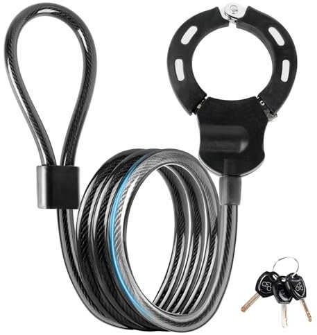 E Scooter Schloss mit 3 Schlüssel, 14MM Dickes Kabelschloss, E Rollerschlöss Hohe Sicherheit, Diebstahlschutz Fahrradschlöss für Scooter Roller, Fahrrad, Kinderwagen, Motorräder