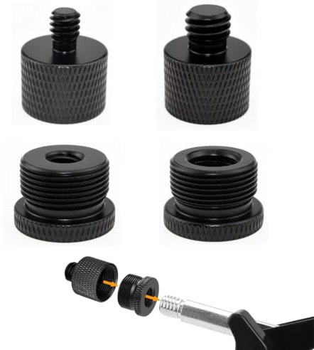 MIRKUZI Zollschrauben für Stative, 4 Stück Mic Mount Adapter Schraubgewinde Adapter für Lautsprecher Stativ Kamerastativ Mikrofonständer (schwarz)