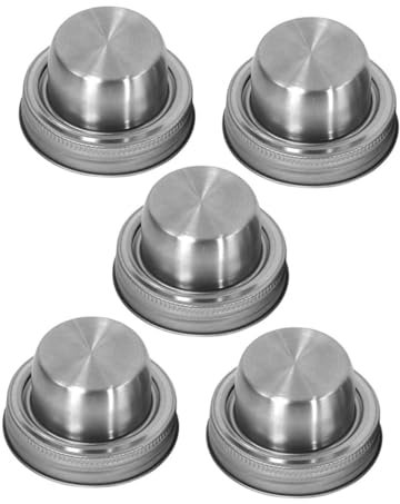 ABOOFAN 5pcs 304 Stainless Steel Jar Shaker Lids Round Seasoning Spice Flour Shaker Caps for Mason Jars Cocktails and Food Storage